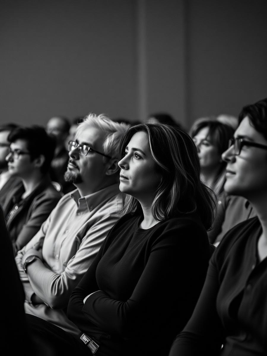 Público atento durante uma palestra sobre fotografia